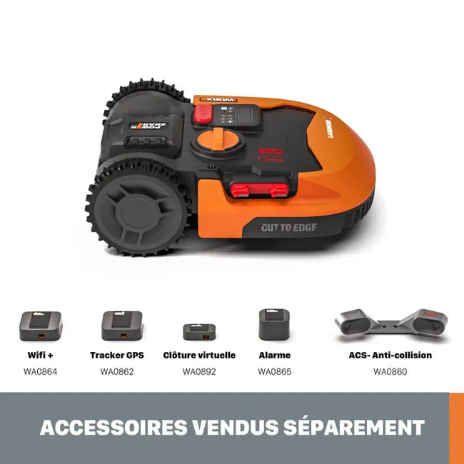 Robot tondeuse connecté WORX PLUS Wr165e, 500 m²
